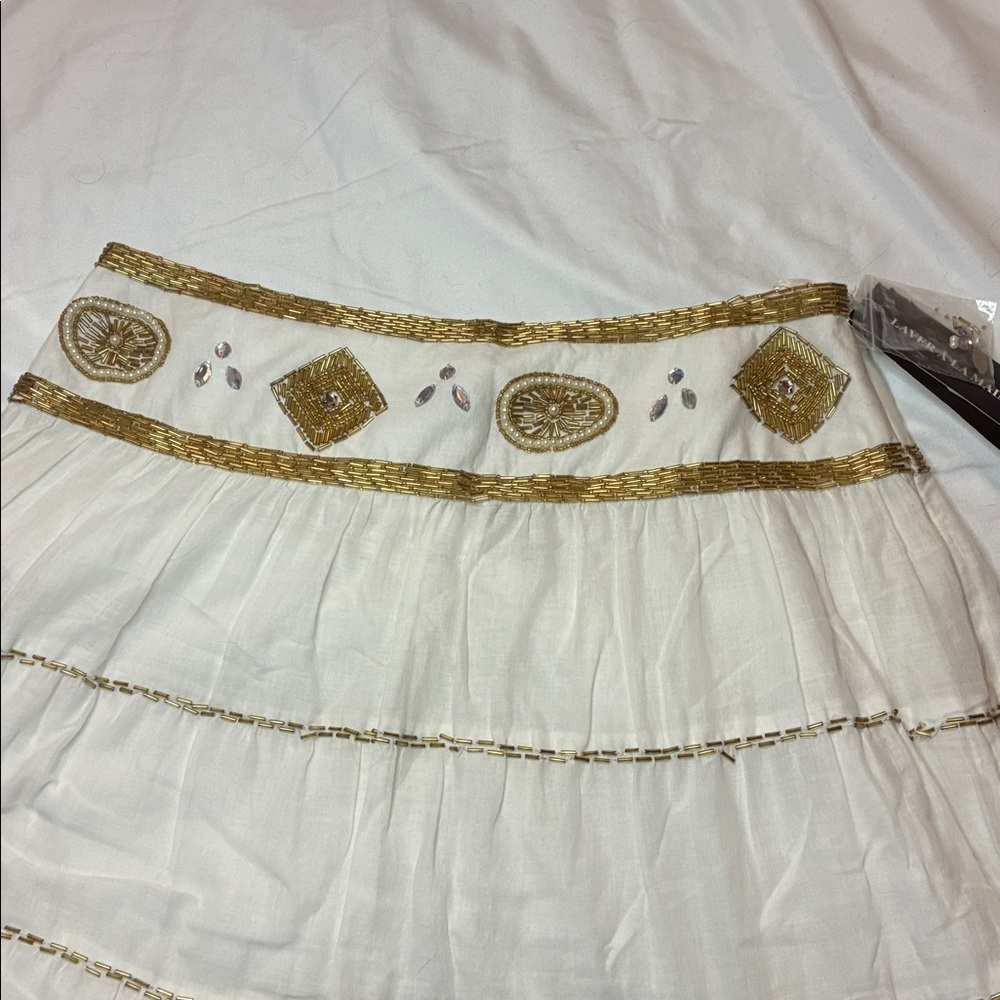 SOLD Bianca Nygard Beautiful Cream Maxi Skirt with Beads Size 8 - Picture 4 of 13